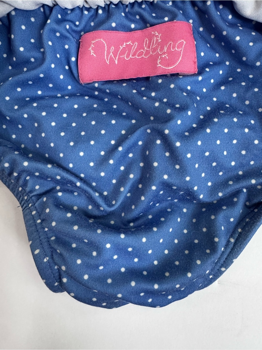 Wildling 4T Polka Dot Bikini Set Blue & White Eyelet Ruffle & Tie 2 pcs WDW Girl - Picture 5 of 11